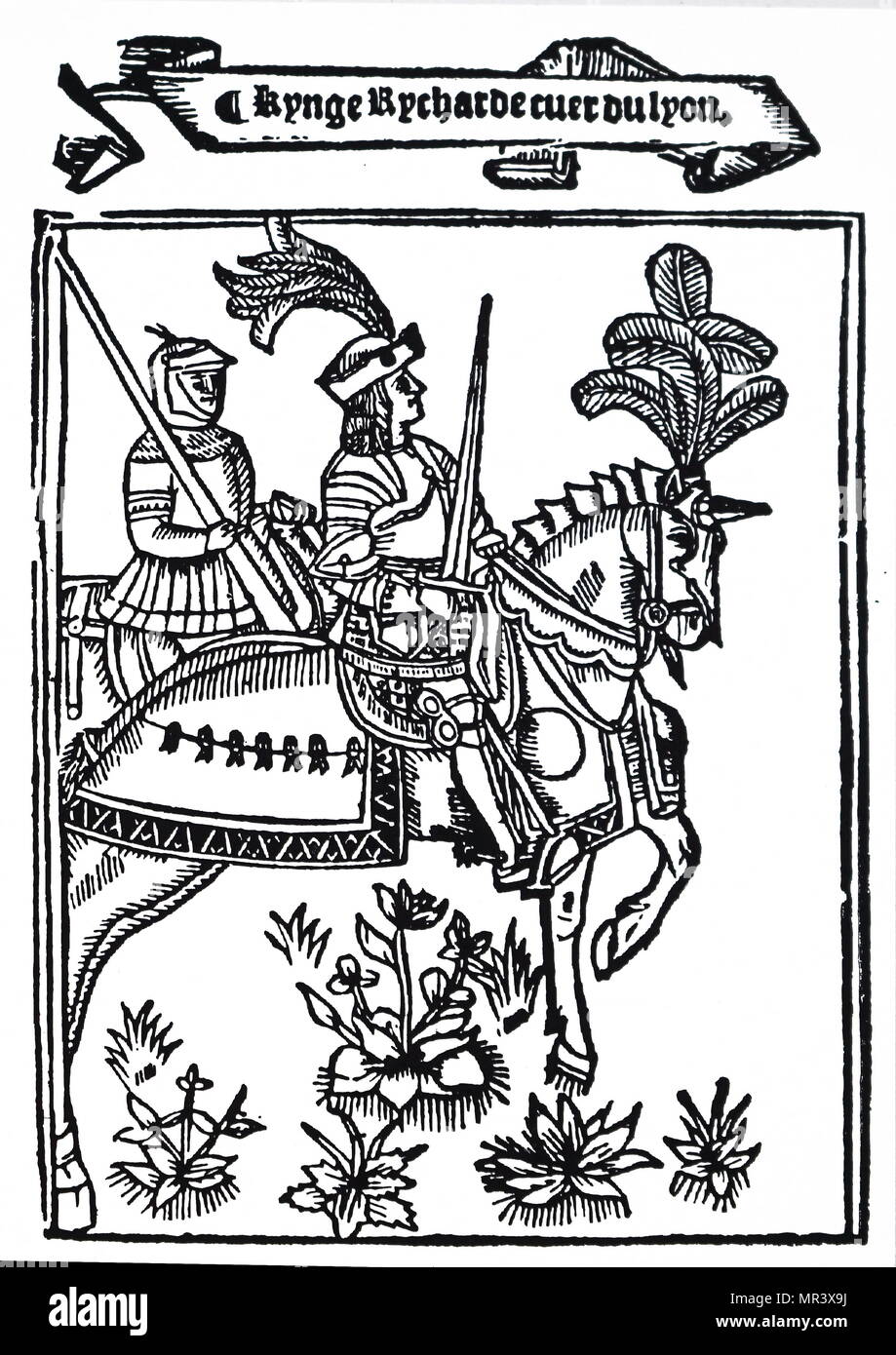 Woodcut depicting Richard I of England (1157-1199) King of England until his death. Dated 16th century Stock Photo