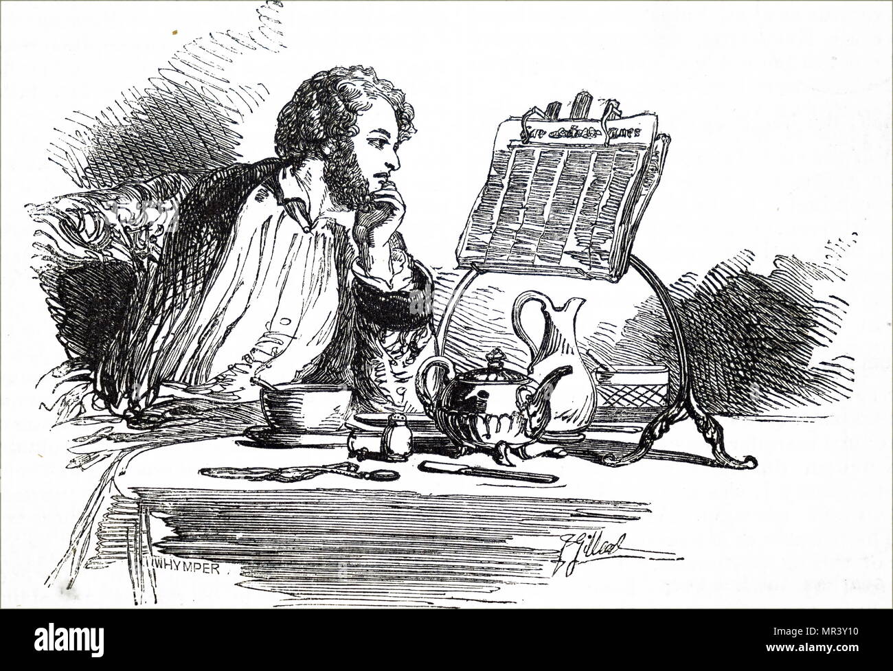 Illustration depicting the Iris Invalid's Reading Desk invented by Captain Twopenny. Dated 19th century Stock Photo
