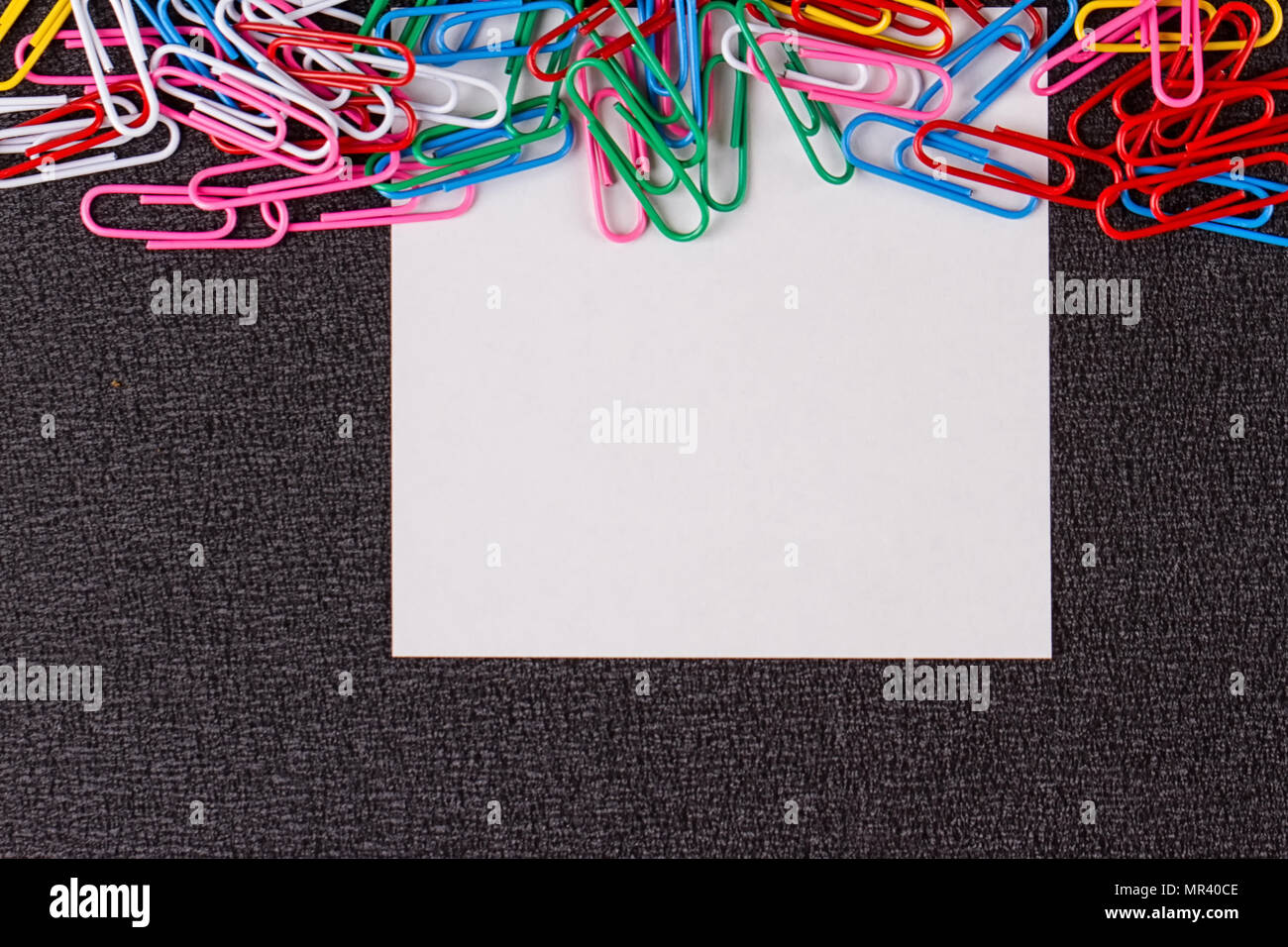 Empty paper s. paper note for add text message with magnet clip. Stock Photo