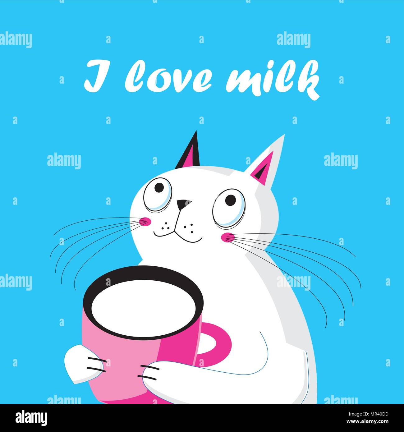 Vector Illustration Of A Funny Cat With A Cup Of Milk Cartoon On A Blue Background Stock Vector Image Art Alamy Vector Illustration Of A Funny Cat With A Cup Of Milk Cartoon On A Blue Background Stock Vector Image Art Alamy