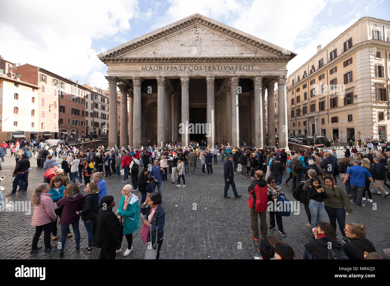 Rome Italy, Pantheon square and monument, tourists visiting the city. Stock Photo