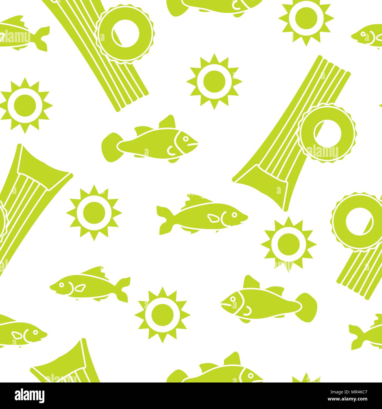 Seamless pattern with inflatable mattress, inflatable circle. Summer leisure. Stock Vector
