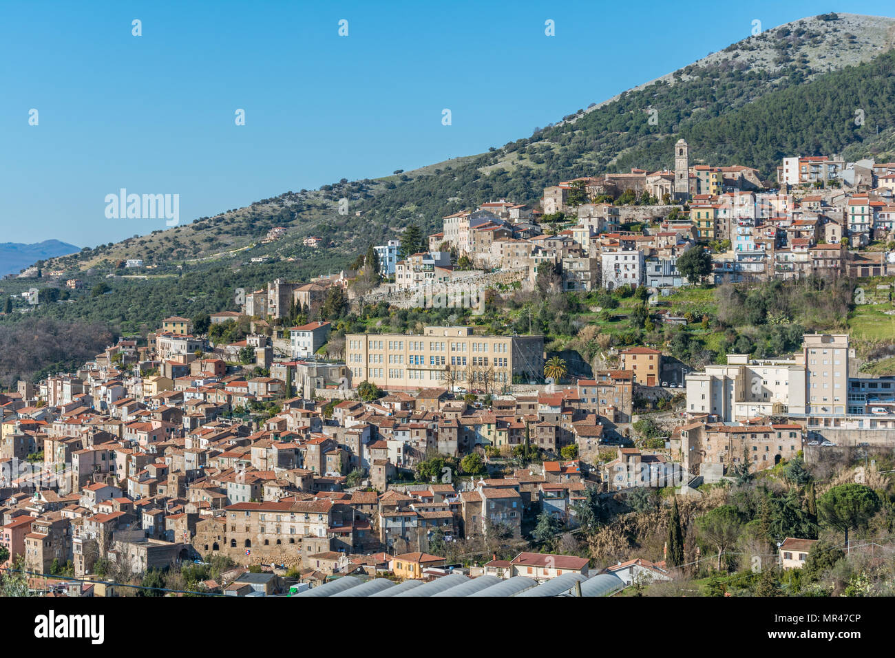 Panoramic view of Cori, town in Latina Province, Lazio, Italy Stock Photo