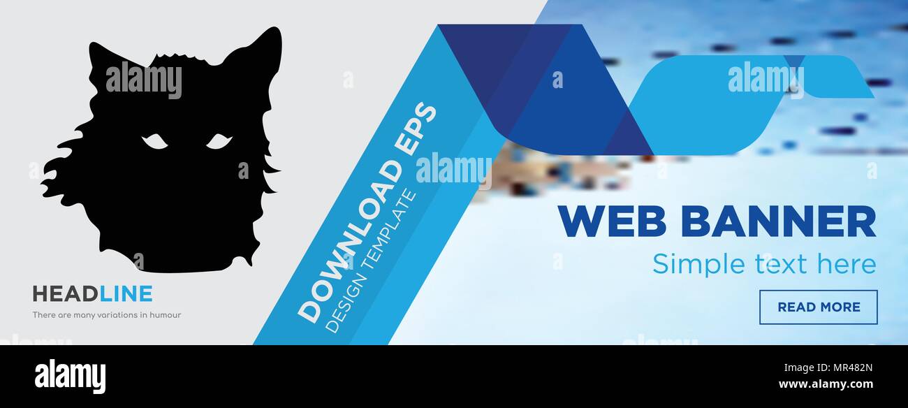 wolf face concept horizontal webpage banner template design on