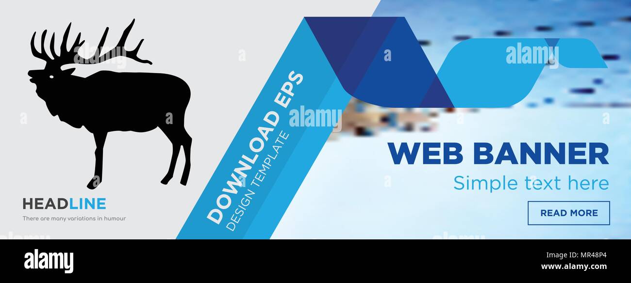 Elk Concept Horizontal Webpage Banner Template Design On Abstract