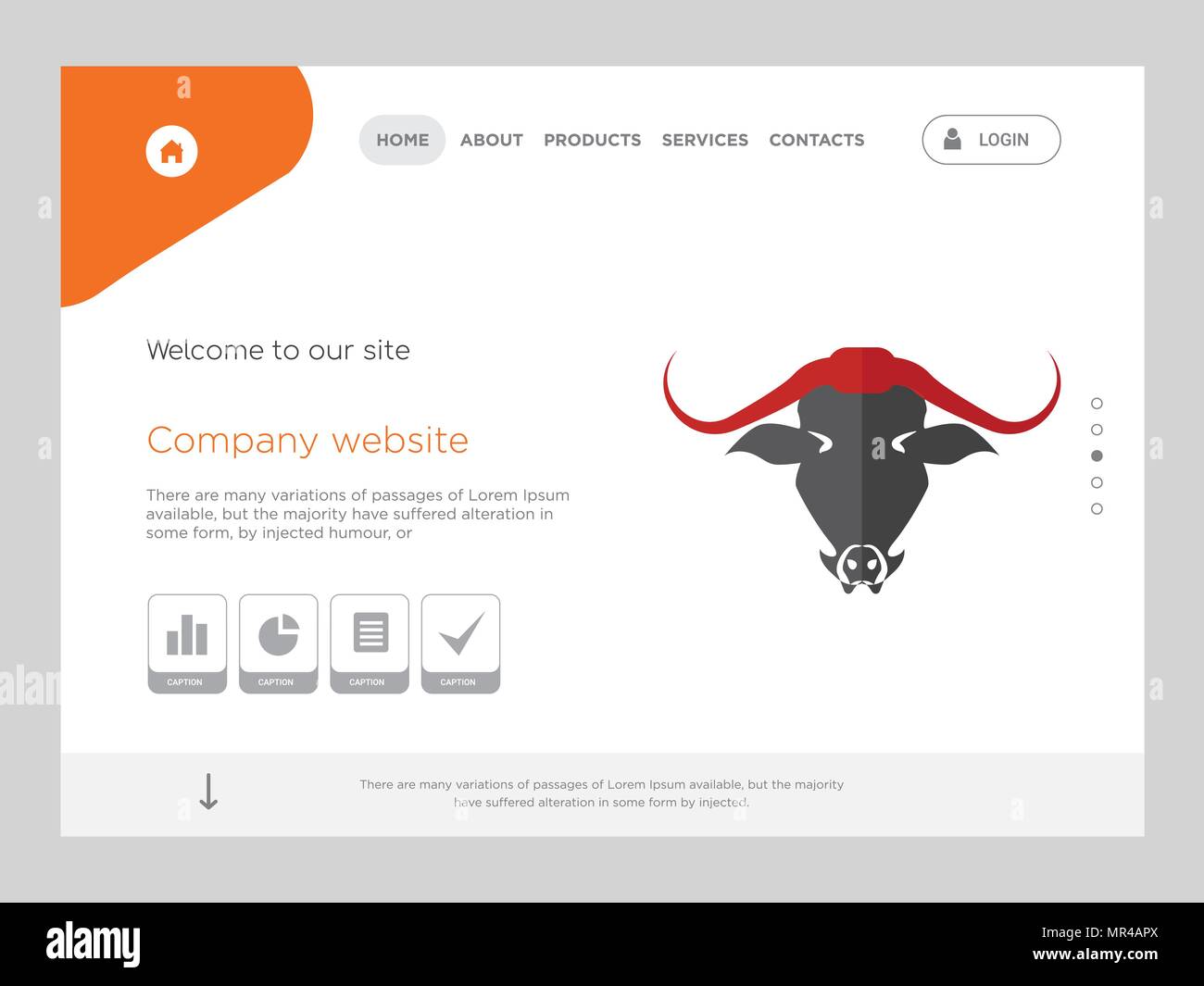 Quality One Page   Website Template Vector Eps, Modern Web Design with flat UI elements and landscape illustration, ideal for landing page Stock Vector