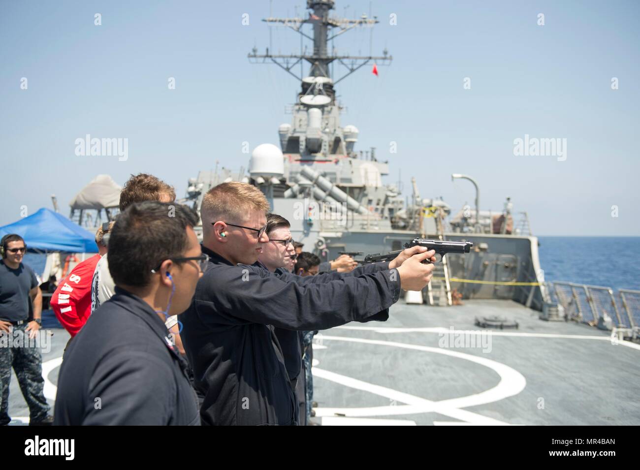 170505NFQ994180 MEDITERRANEAN SEA (May 5, 2017) Sailors aboard the