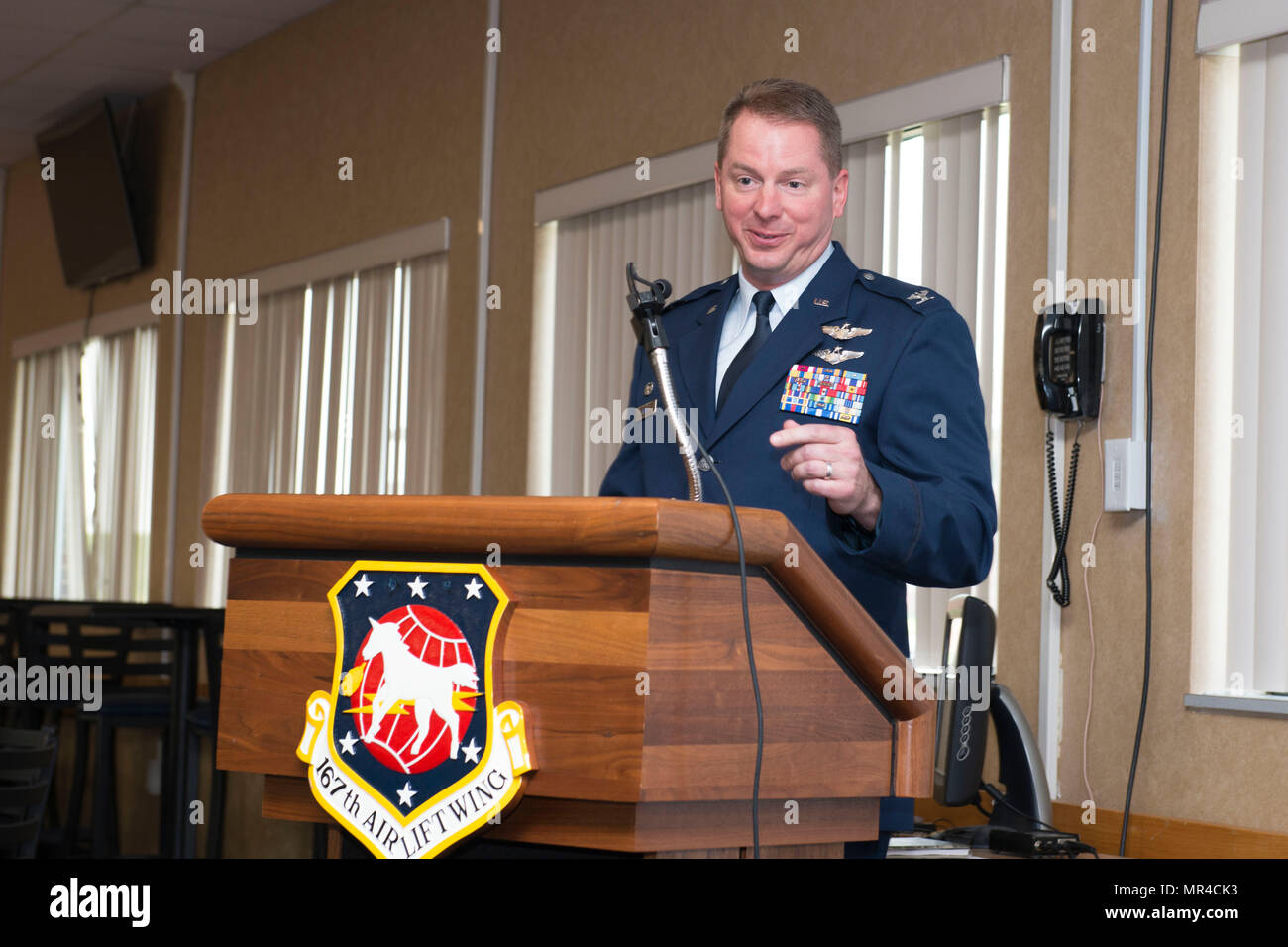 Martin Timko Col. Martin Timko, 167th Operations Group commander, addresses his wife ...