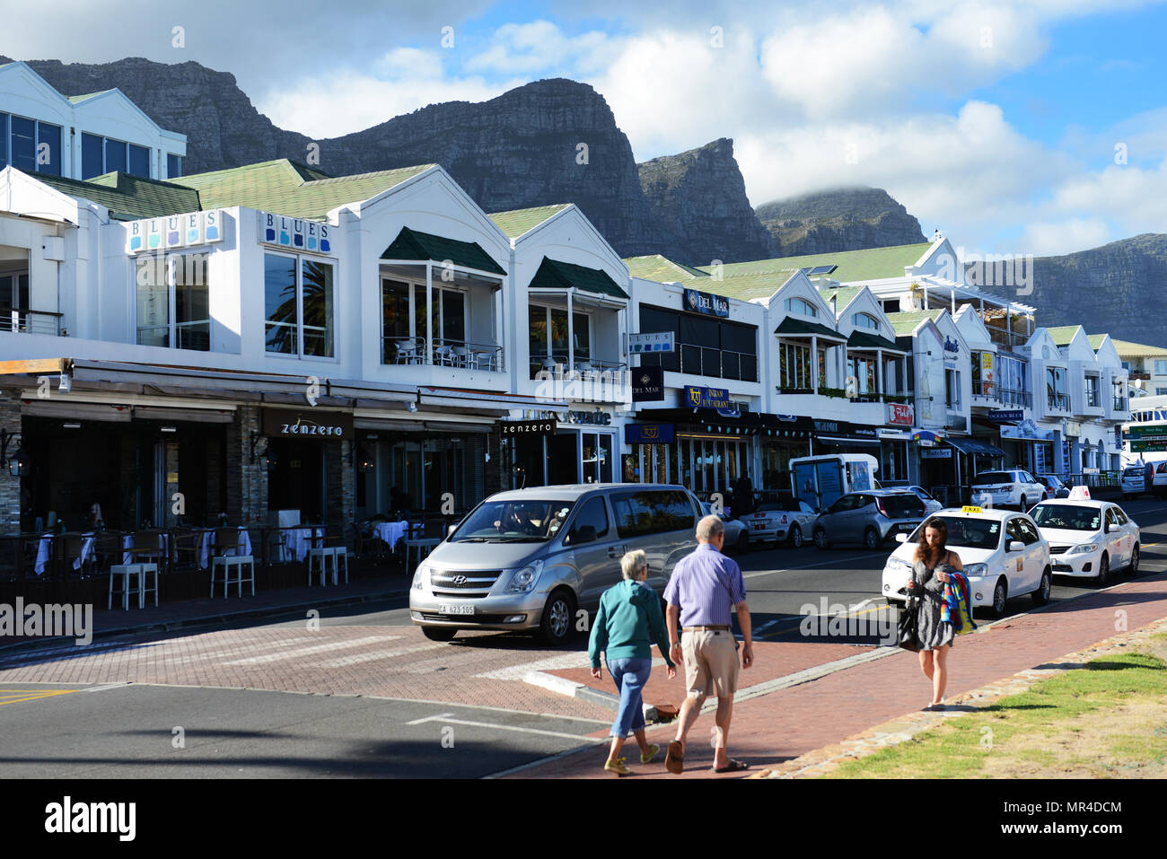 Cafes, Bars and restaurant along Victoria road in Camps Bay, Cape Town
