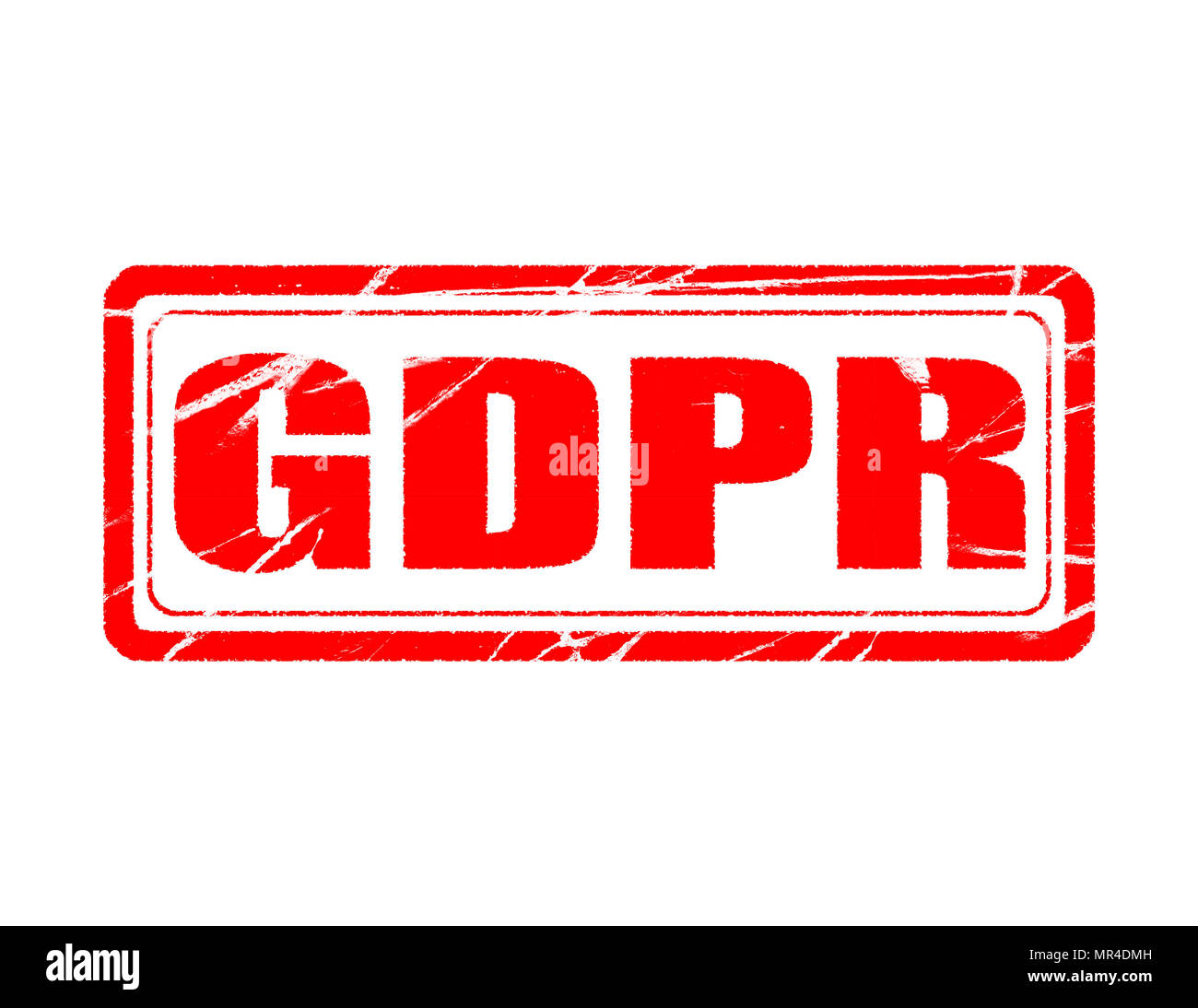 GDPR General Data Protection Regulation. white background with isolated stamp. Stock Photo