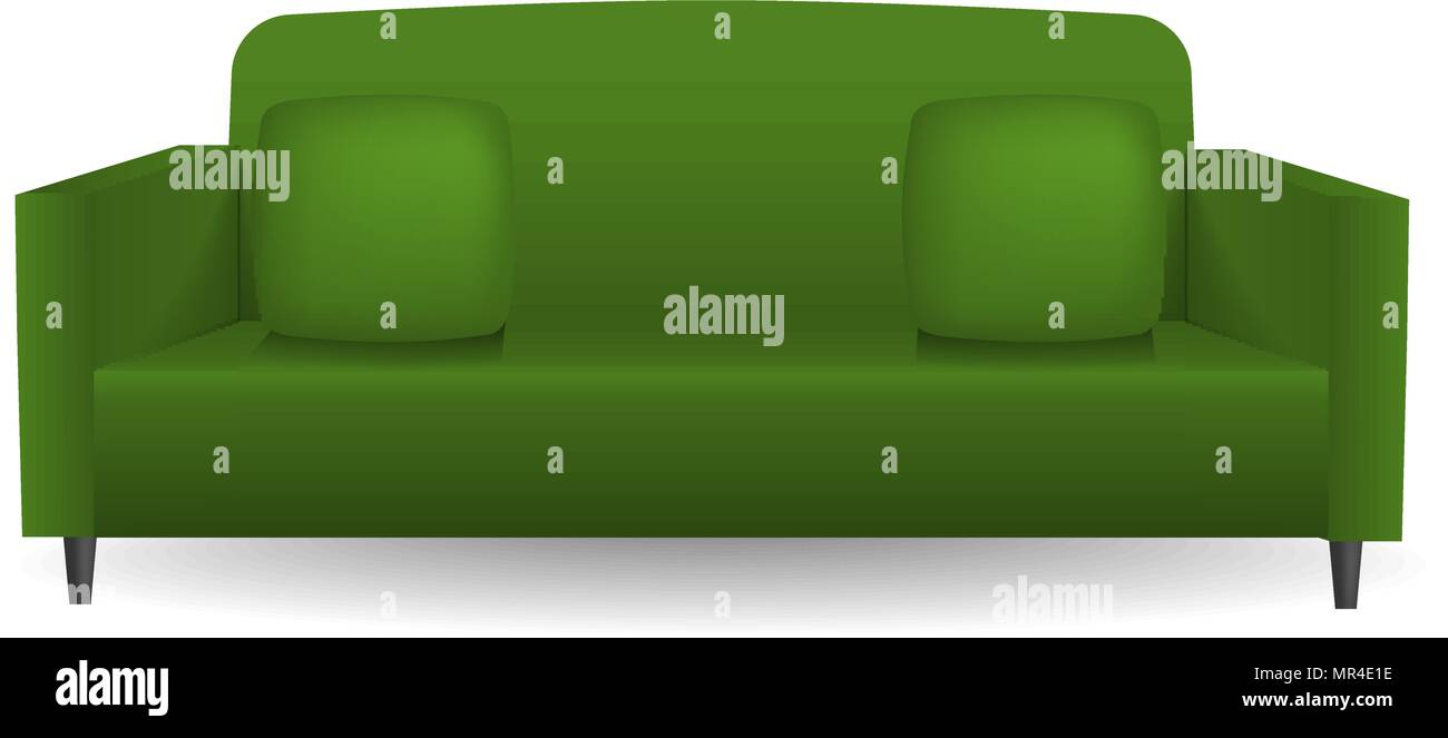 Green soft sofa mockup, realistic style Stock Vector