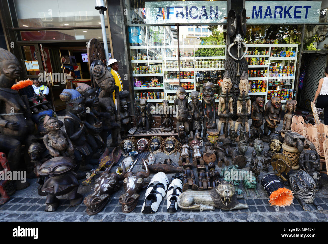 Souvenir shops on Greenmarket Square in Cape Town's city center Stock