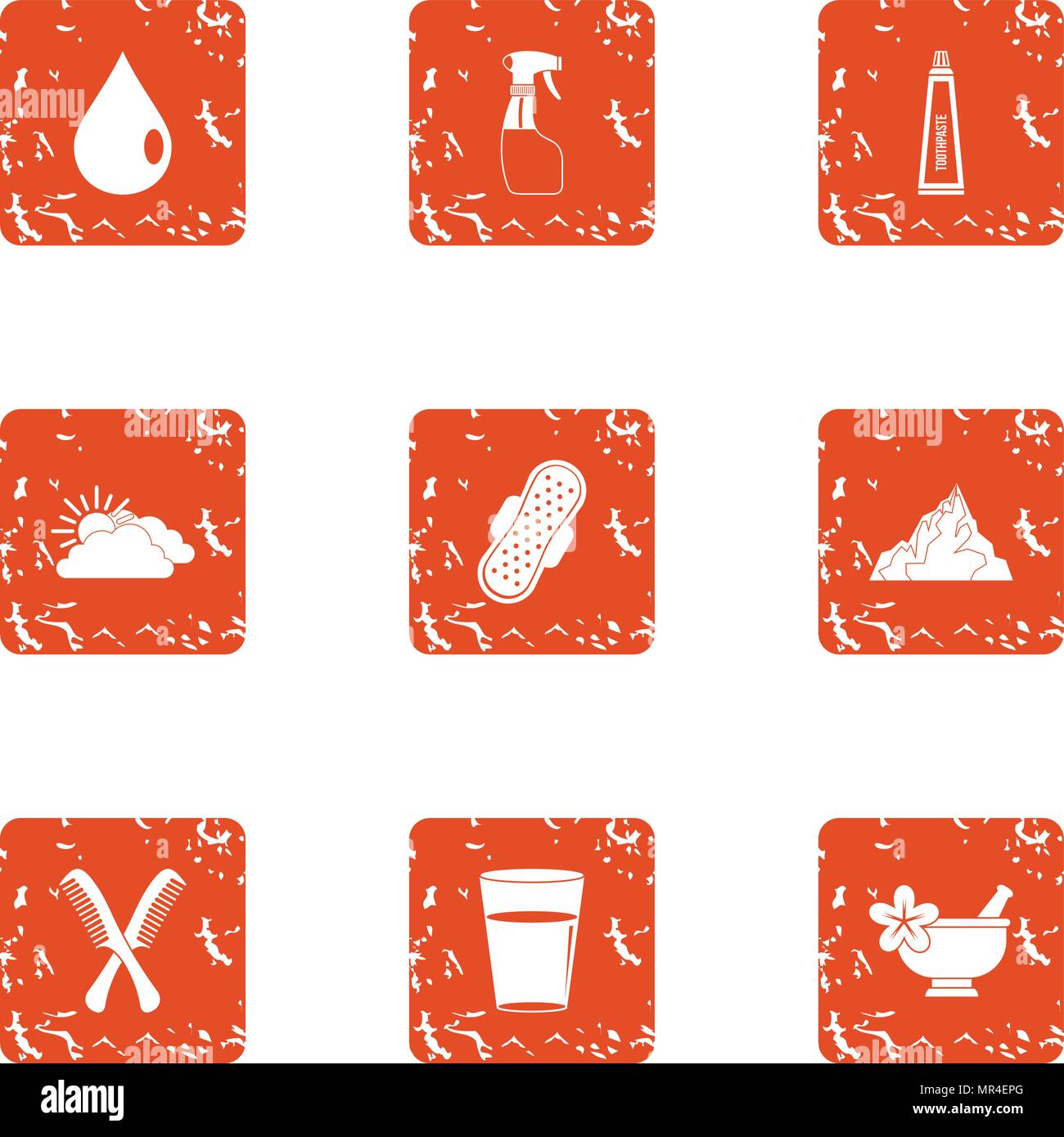 Sweeping icons set, grunge style Stock Vector