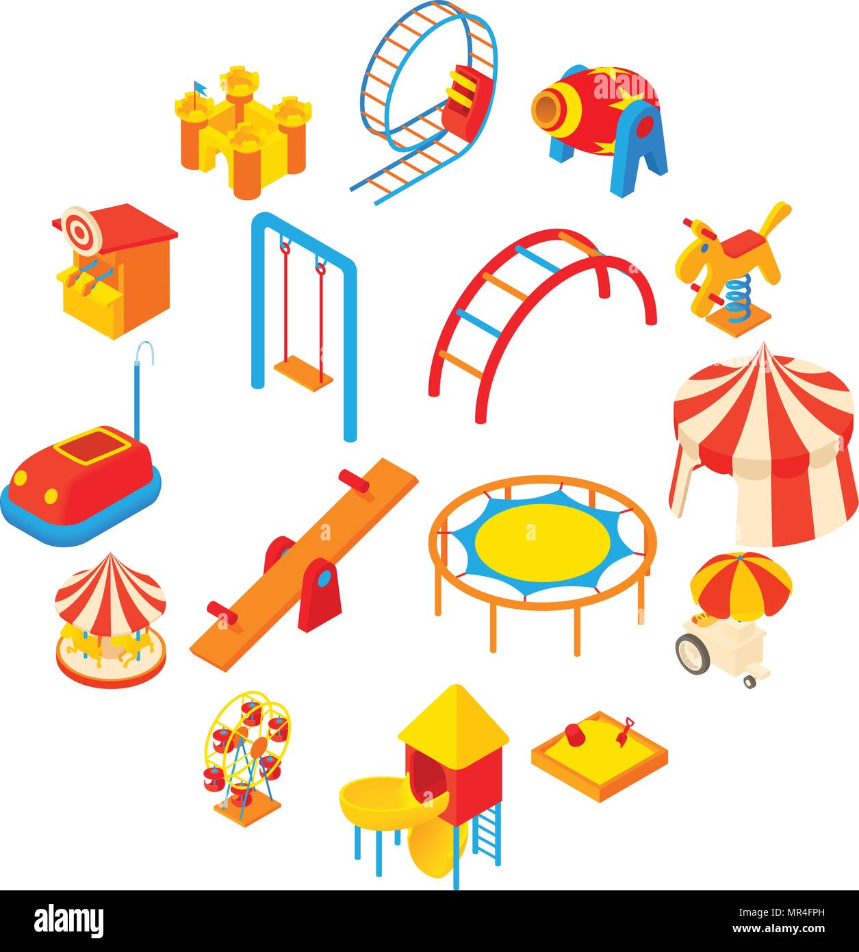 Amusement park icons set, cartoon style Stock Vector Image & Art - Alamy
