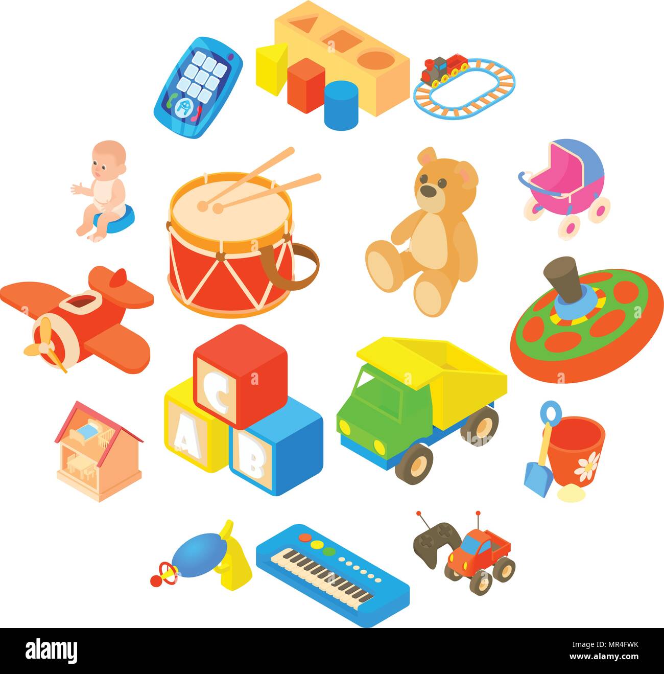 Childrens toys icons set, flat style Stock Vector Image & Art - Alamy