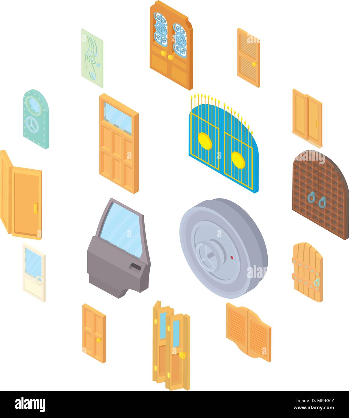 Door icons set, isometric 3d style Stock Vector Image & Art - Alamy