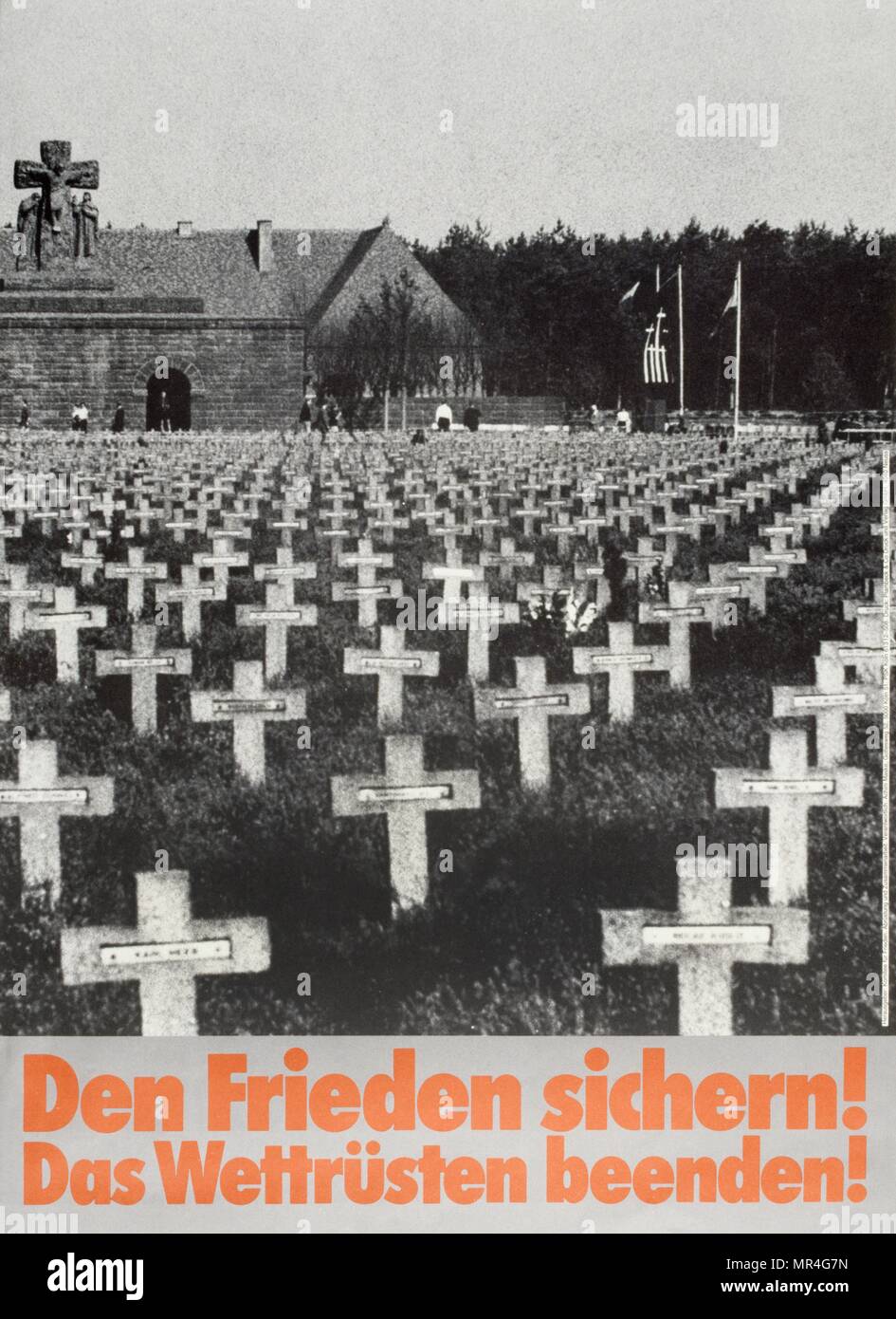 den frieden sichern (to ensure peace), German, anti-nuclear weapons, anti-war, Peace campaign poster, during the Cold war  1983 Stock Photo
