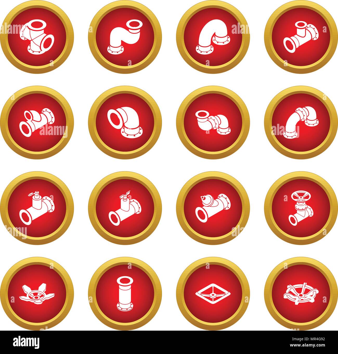 Pipeline constructor icons set, isometric style Stock Vector