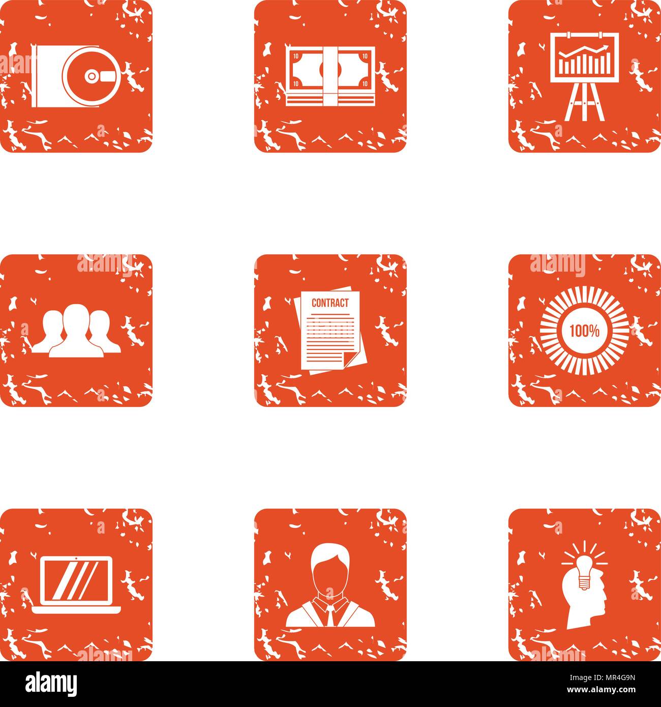 Data disk icons set, grunge style Stock Vector