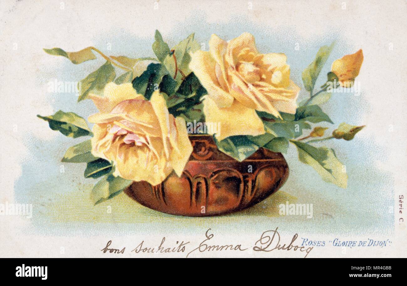 French postcard with floral elements 1900 Stock Photo