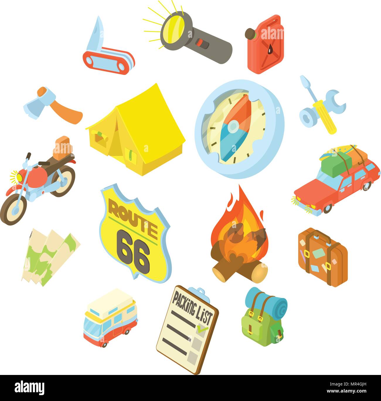 Travel icons set, isometric style Stock Vector