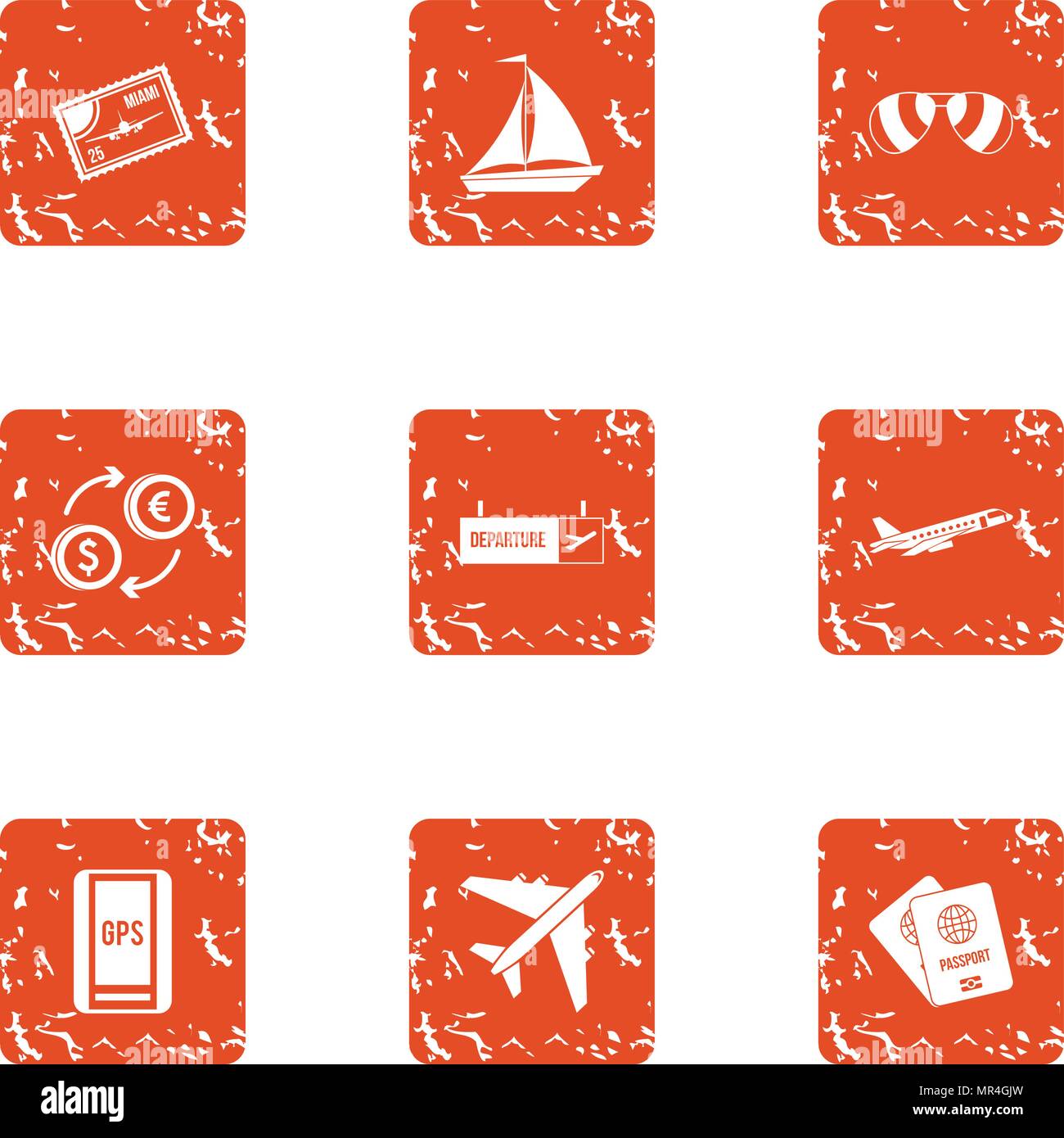 Lucre icons set, grunge style Stock Vector