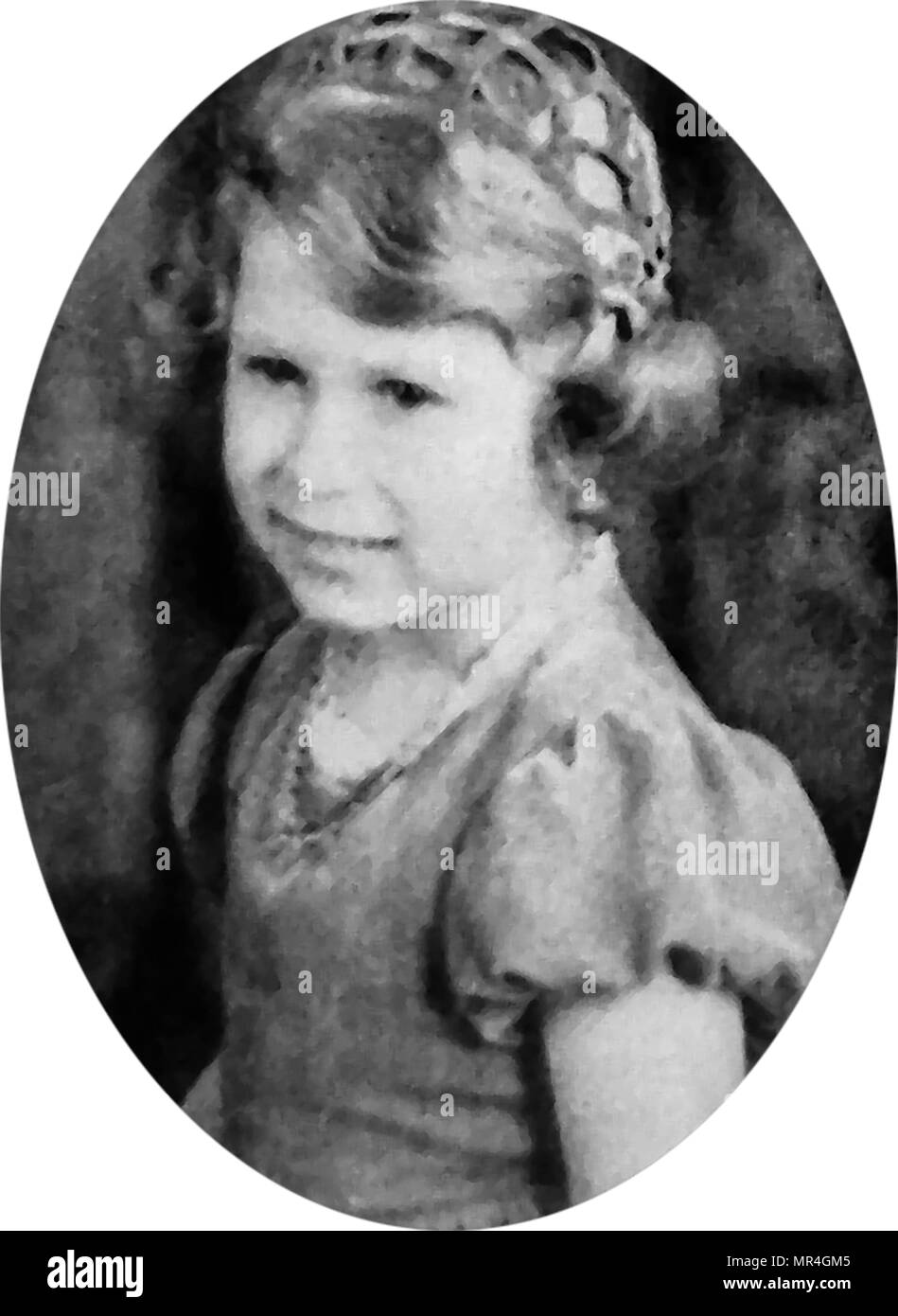 Princess Elizabeth of England (Later Queen Elizabeth II) aged 4 when bridesmaid for her cousin, Lady May Cambridge Stock Photo