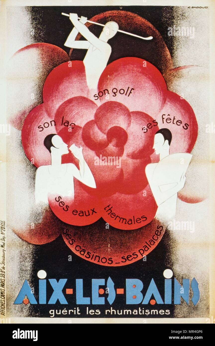 Advert for the Thermal retreat and vacation centre at Aix le Bain 1930 Stock Photo