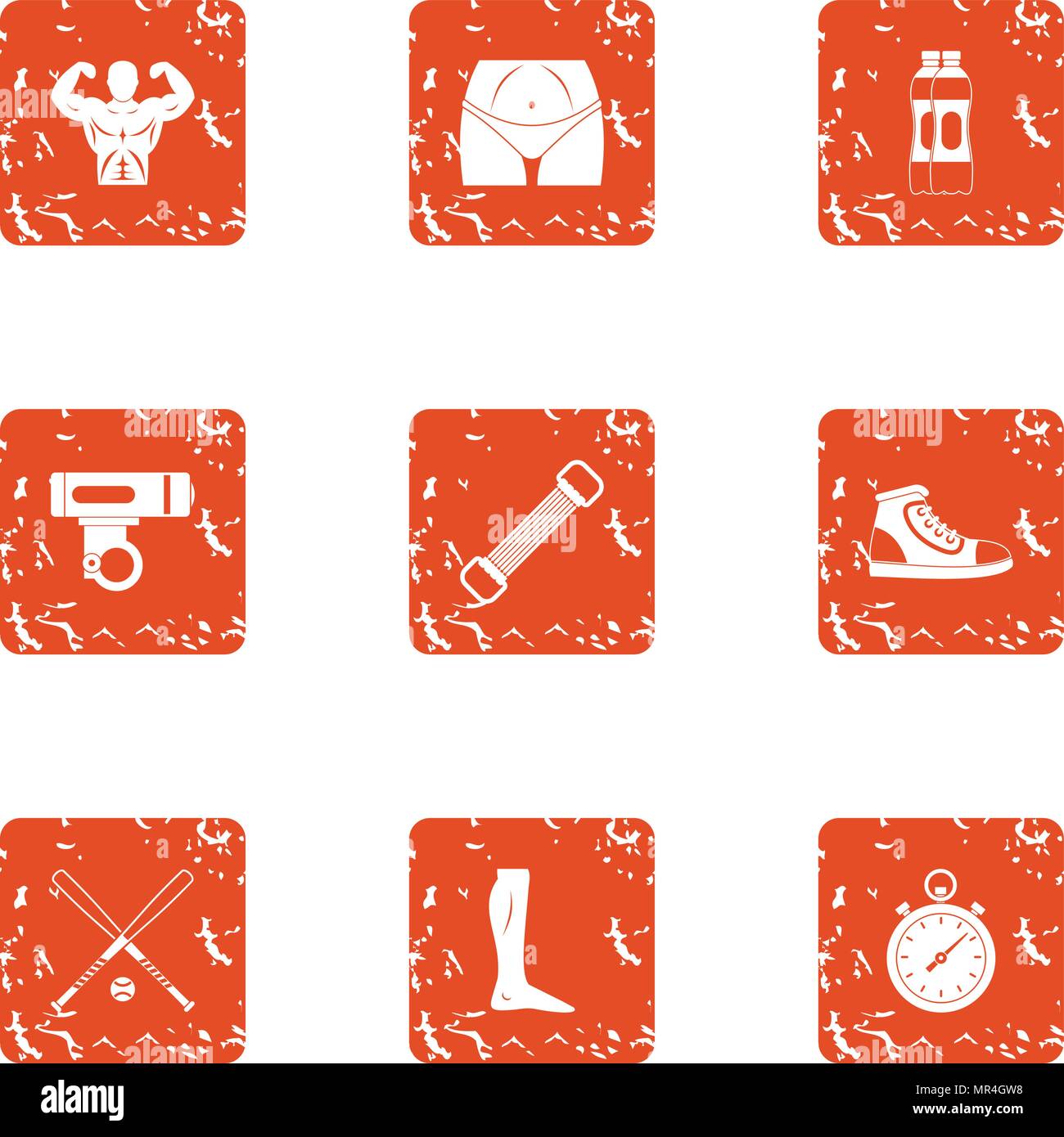 Physical preparation icons set, grunge style Stock Vector Image & Art ...