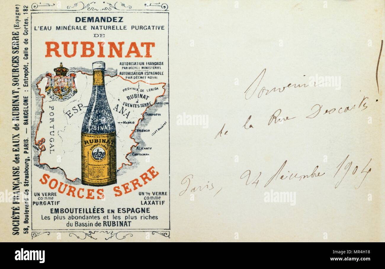 advert for Rubinat mineral water, Spain 1900 Stock Photo