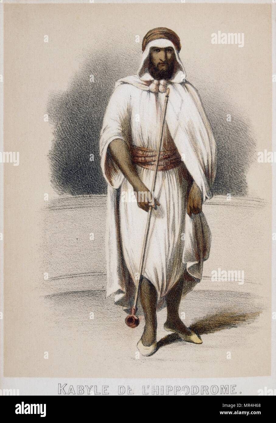 Illustration depicting a French Arab circus master 1850 Stock Photo