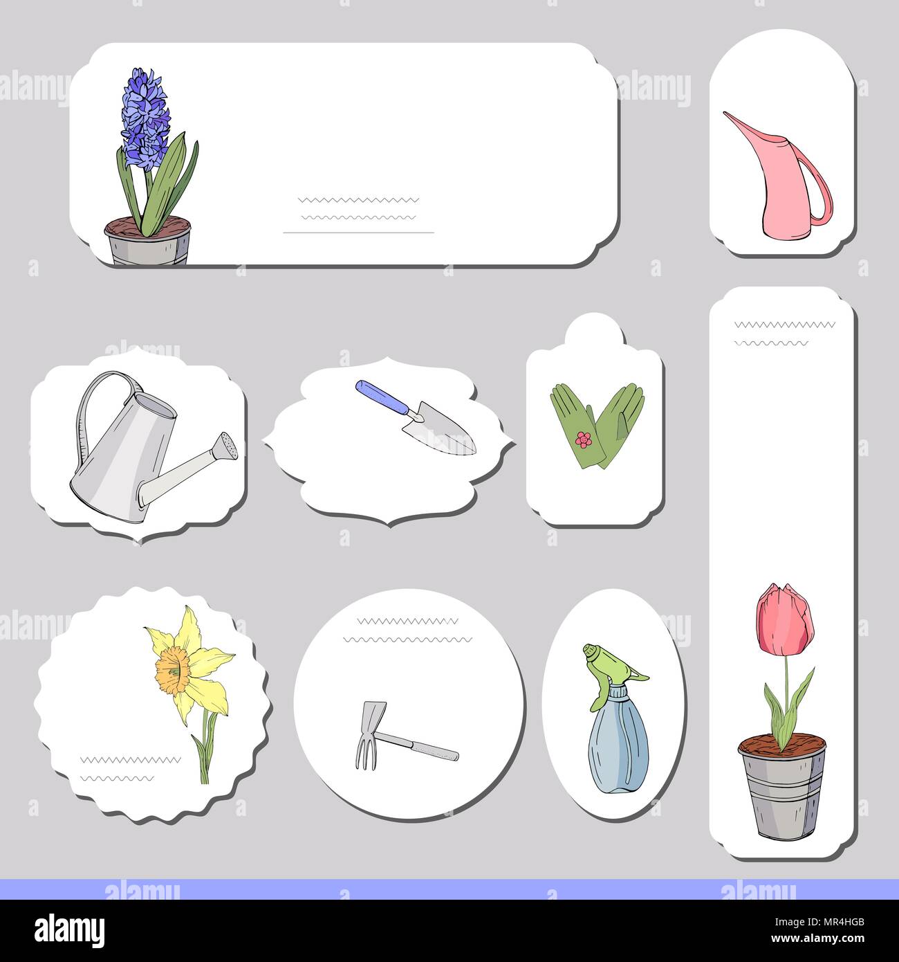 Collection with different paper labels for announcements. Stock Vector