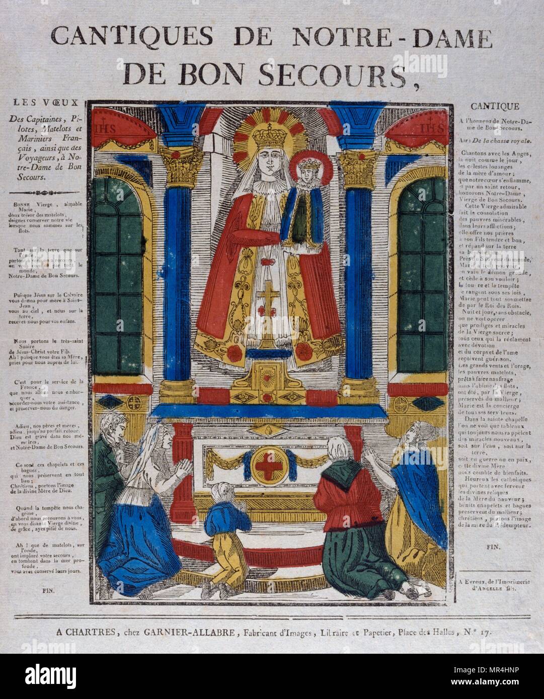19th century illustration showing the coronation of the Virgin Mary  with Jesus. Circa 1820 Stock Photo