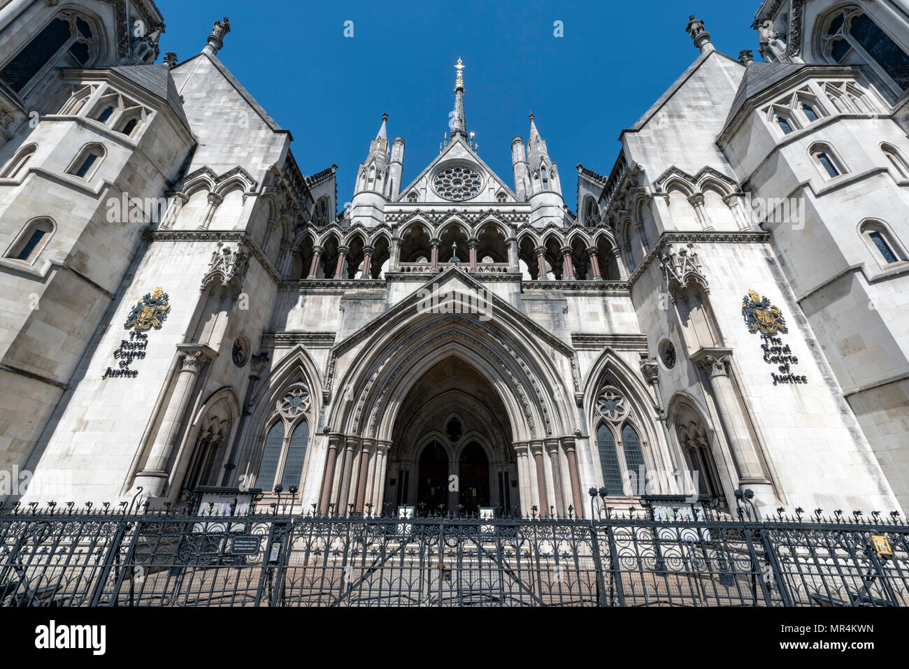 Facade of the Royal Courts of Justice on the Strand, London Stock Photo