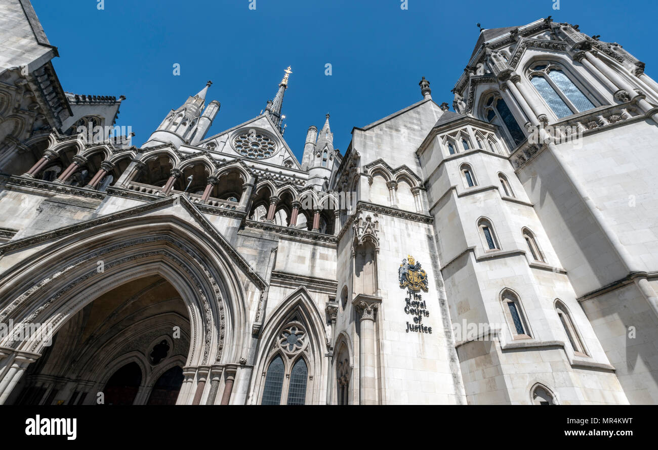 Facade of the Royal Courts of Justice on the Strand, London Stock Photo