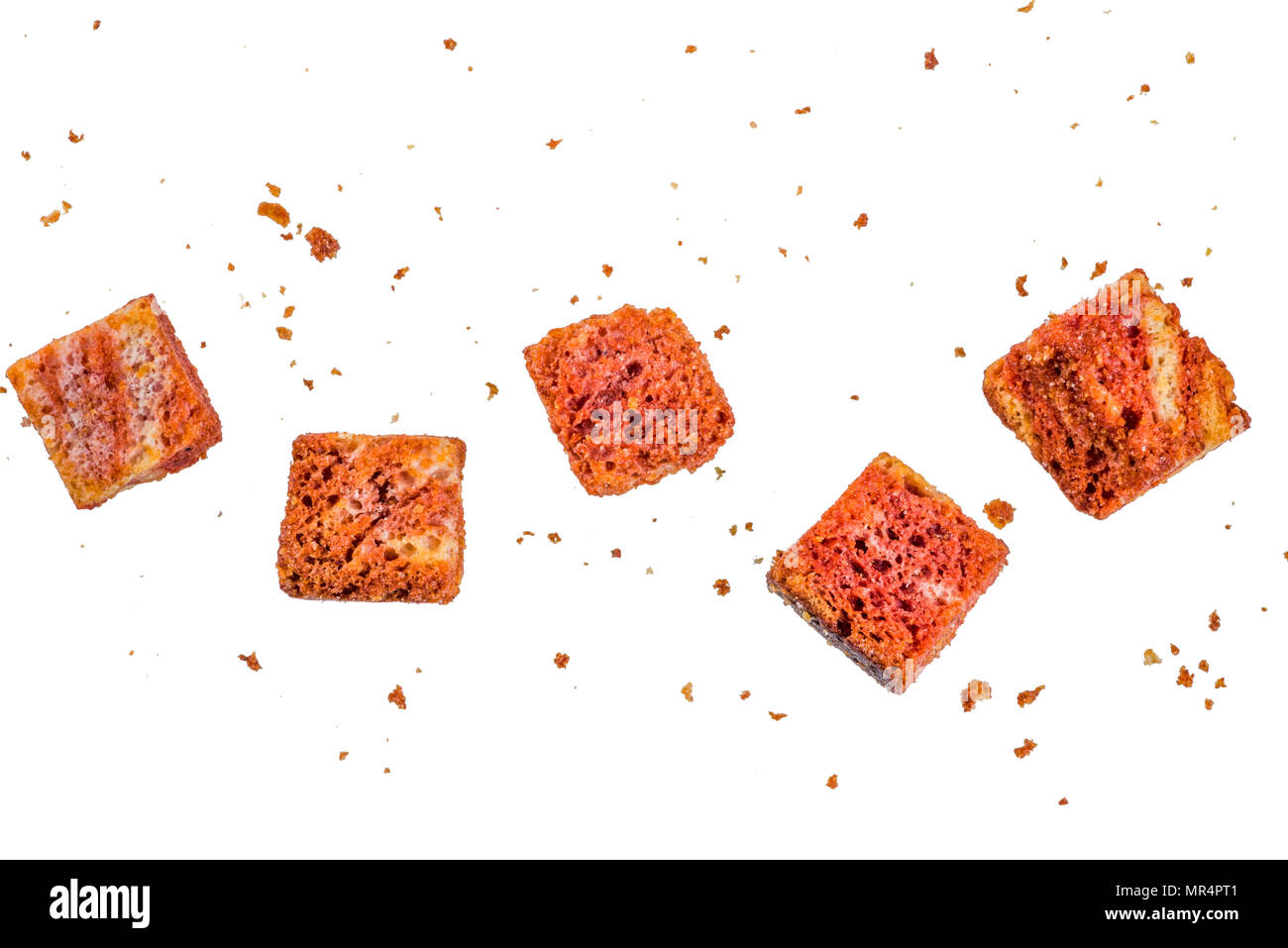 Bread crackers with spices isolate on white background pattern Stock Photo