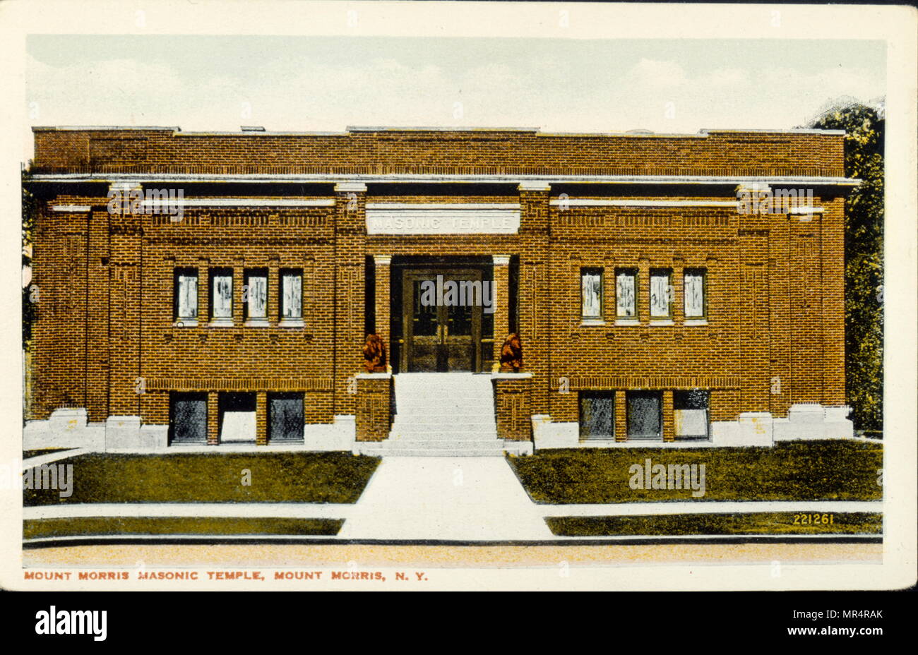 Masonic Temple at Mount Morris, New York, USA. Postcard circa 1920