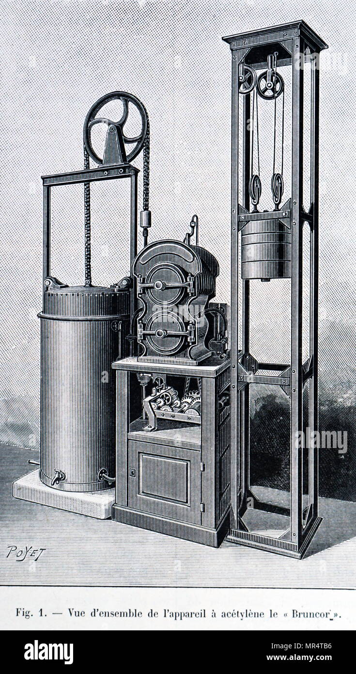 Detail of a Bruncor acetylene gas plant for supplying light in large  country houses or remote location where town gas was not available. Dated  19th century Stock Photo - Alamy
