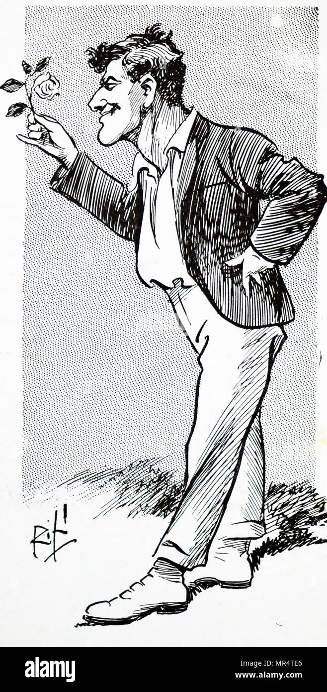 Cartoon depicting Captain Sammy Woods (1867-1931) an Australian sportsman who represented both Australia and England at Test Cricket, and for England at Rugby Union as Captain. Dated 20th century Stock Photo