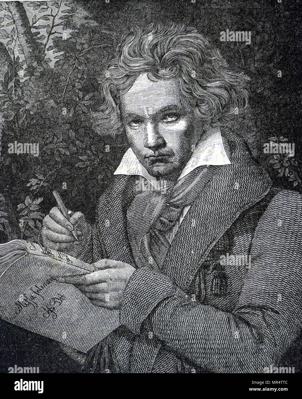 Portrait of Ludwig van Beethoven (1770-1827) a German composer and pianist. Dated 19th century Stock Photo