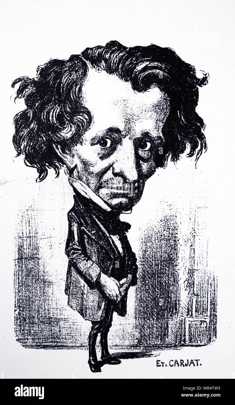 Caricature of  Hector Berlioz (1803-1869) a French Romantic composer. Dated 19th century Stock Photo