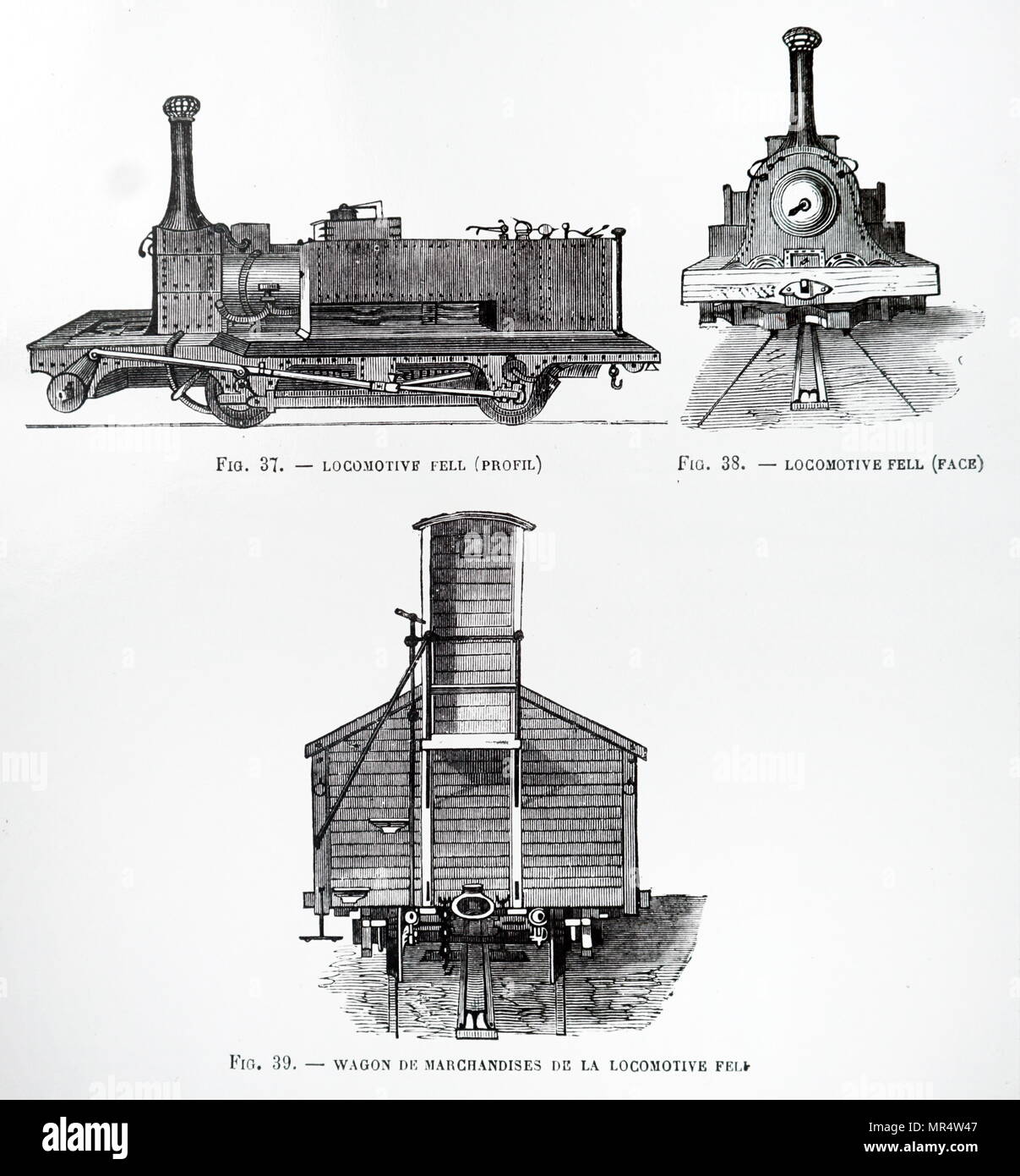 Engraving depicting a British Rail 10100,  an unusual experimental diesel locomotive known informally as The Fell Diesel Locomotive. Dated 19th century Stock Photo