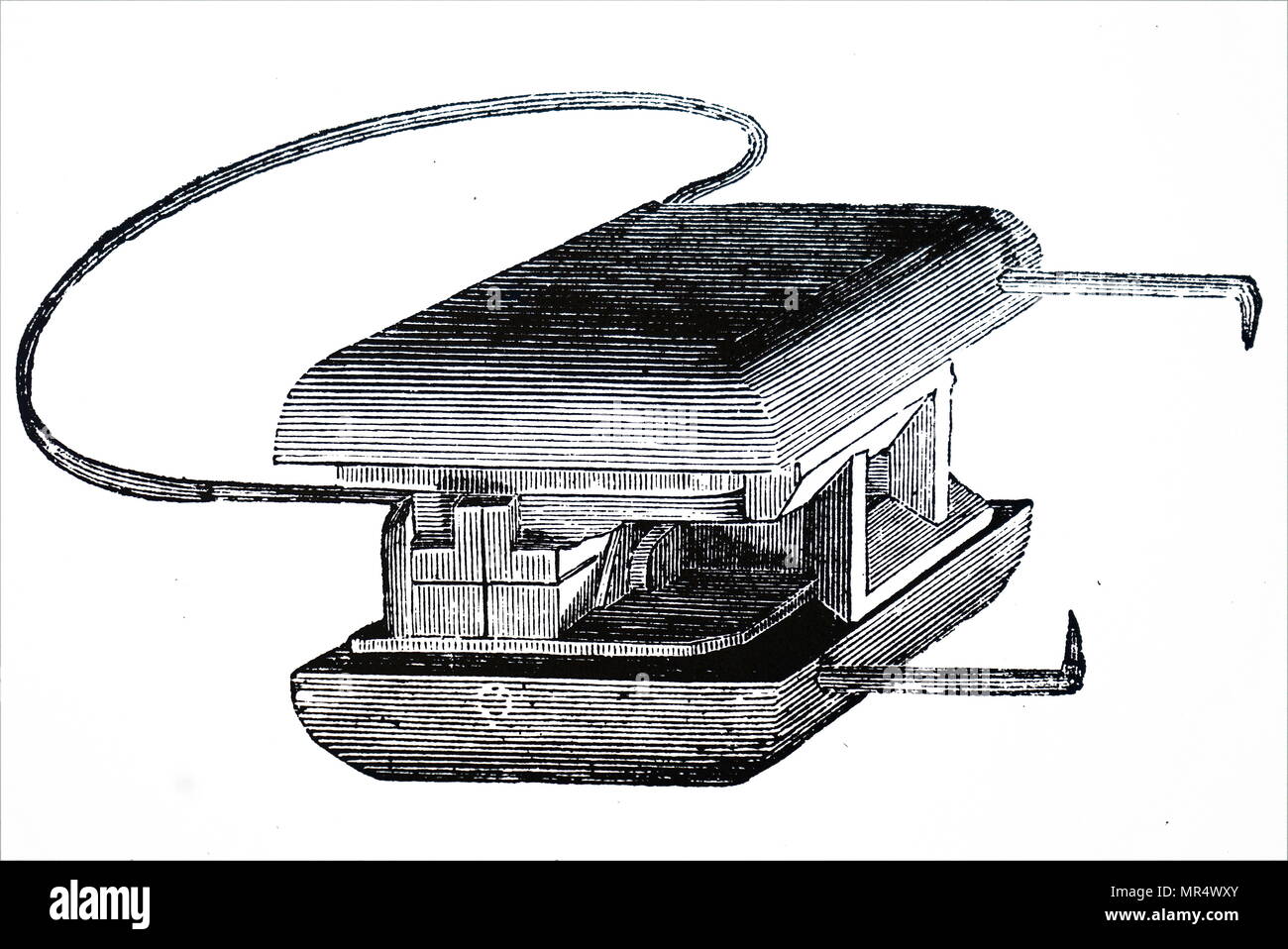 Illustration depicting a mould for type founding in London. Dated 19th century Stock Photo
