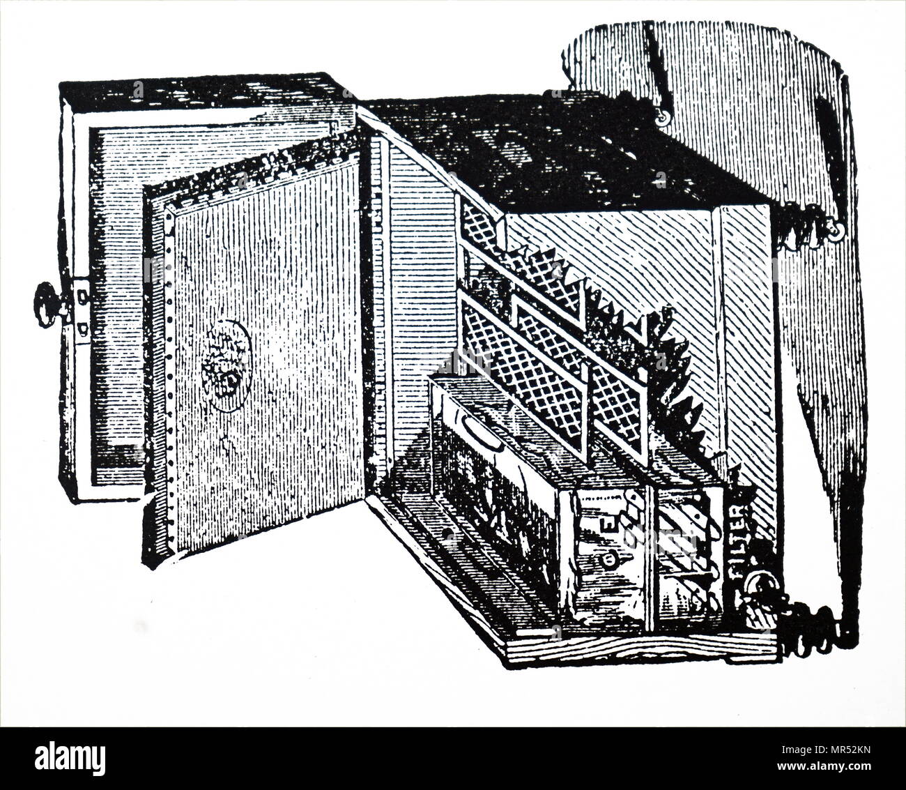 Sectional view of Alleretti's ice safe. Dated 19th century Stock Photo