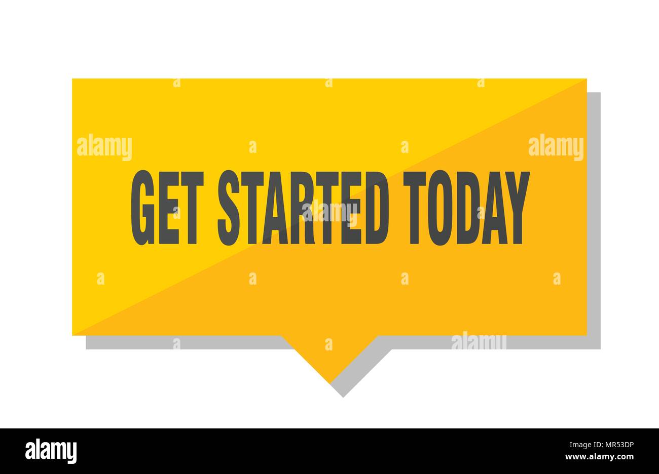 get started today yellow square price tag Stock Vector
