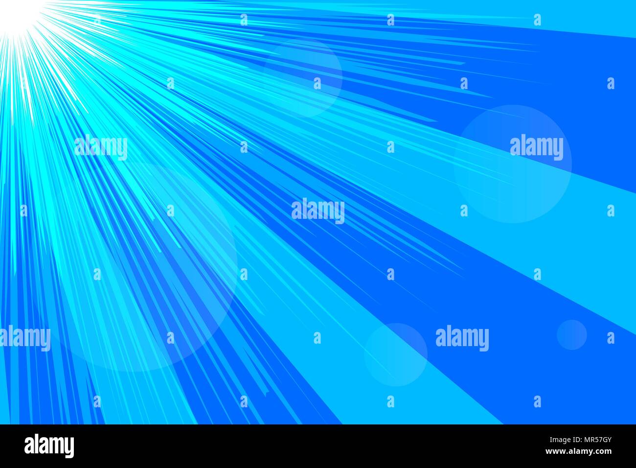 Banner sky, rays, abstract blue summer background. Vector illustration Stock Vector