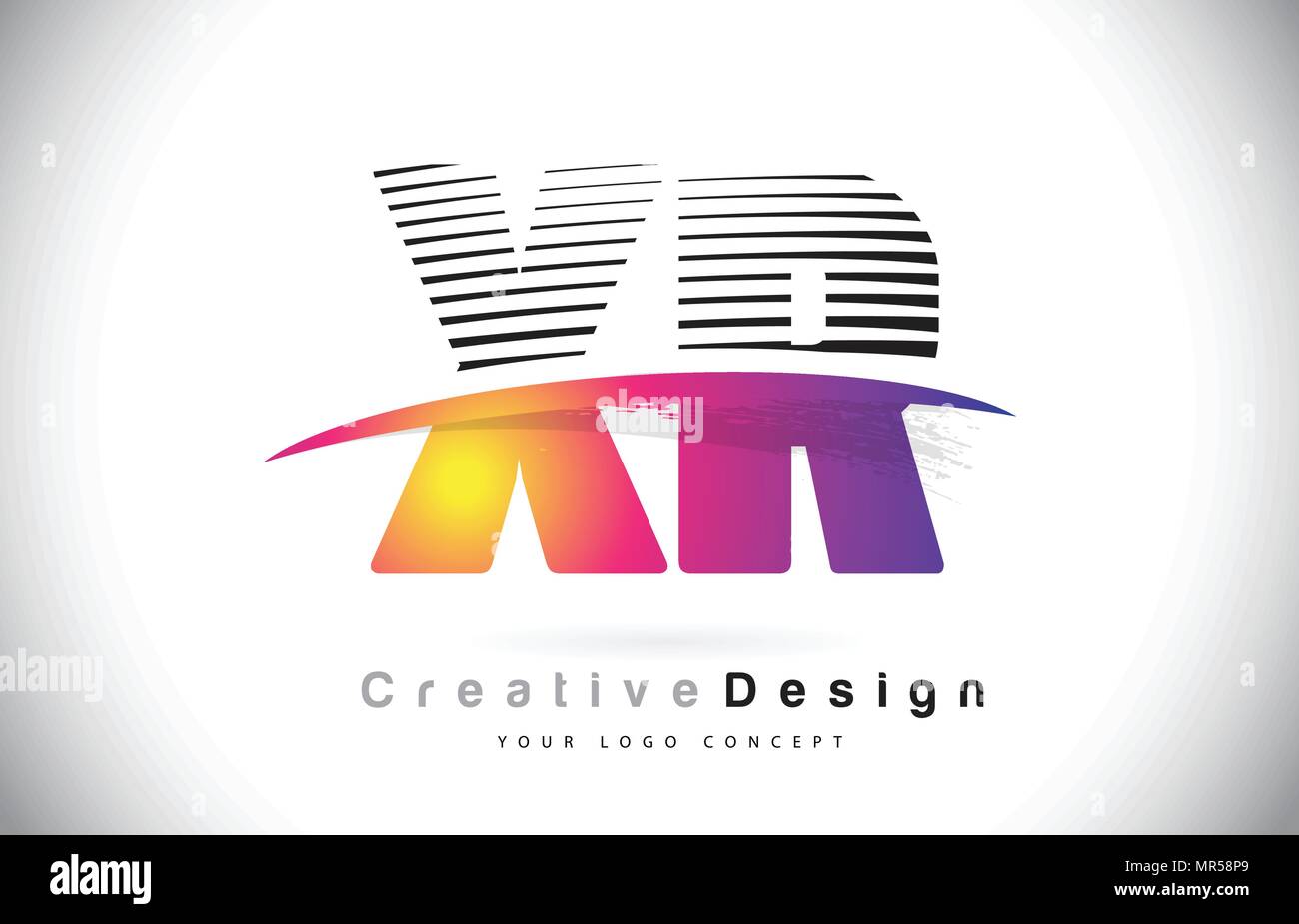 XR X R Letter Logo Design With Creative Lines and Swosh in Purple Brush ...