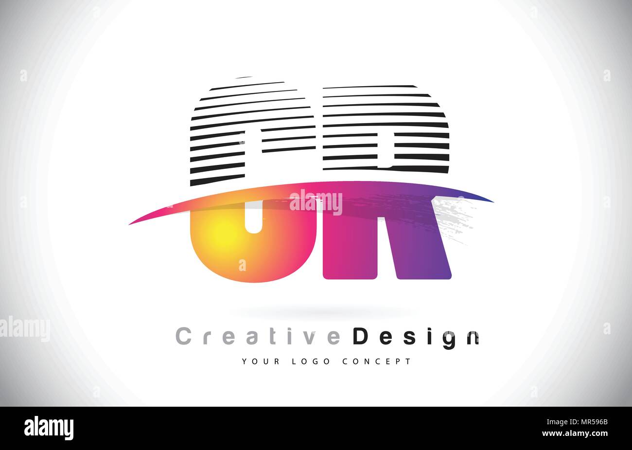 CR C R Letter Logo Design With Creative Lines and Swosh in Purple Brush ...