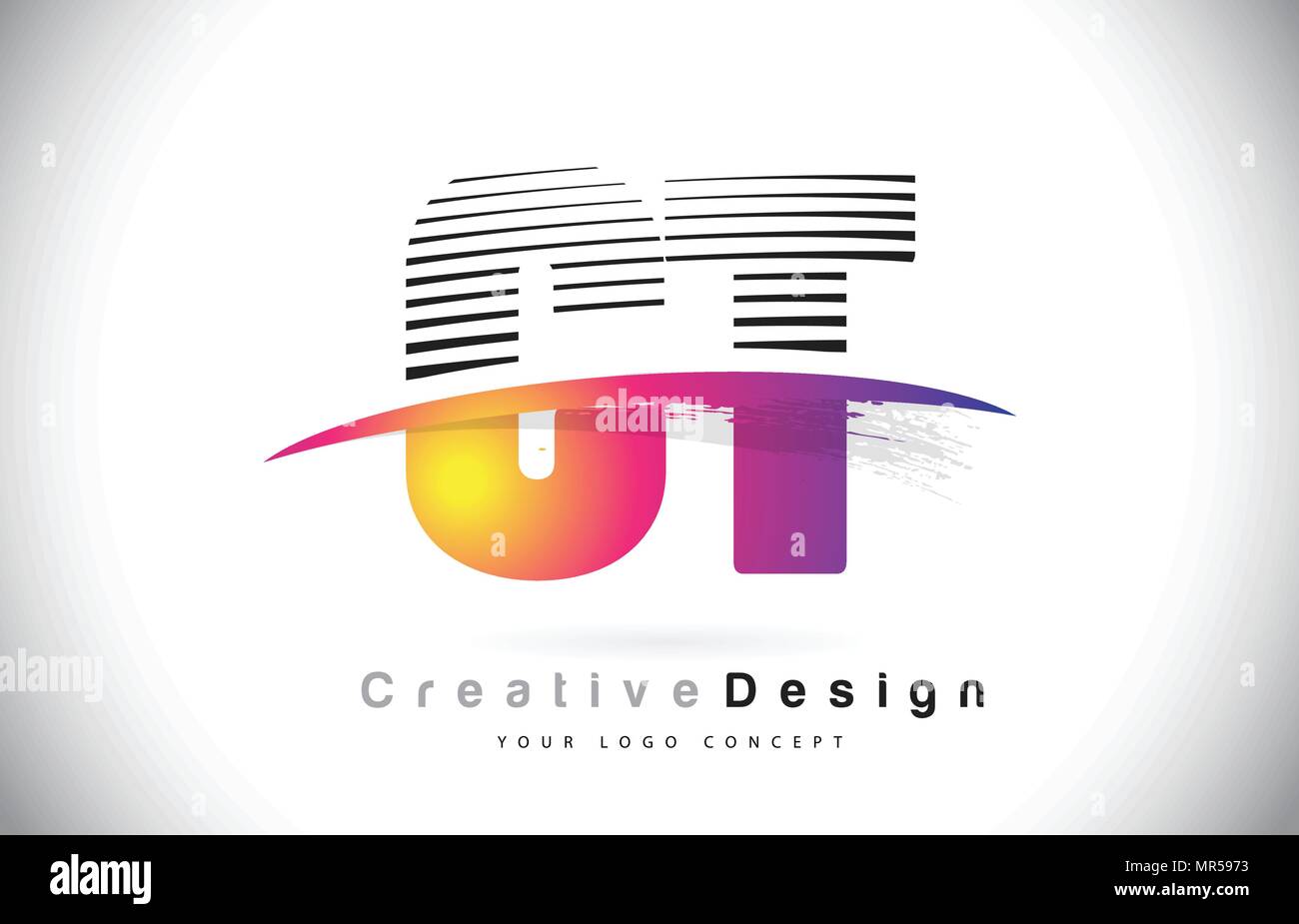 CT C T Letter Logo Design With Creative Lines and Swosh in Purple Brush ...