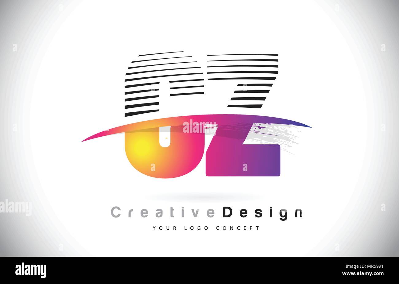 CZ C Z Letter Logo Design With Creative Lines and Swosh in Purple Brush ...